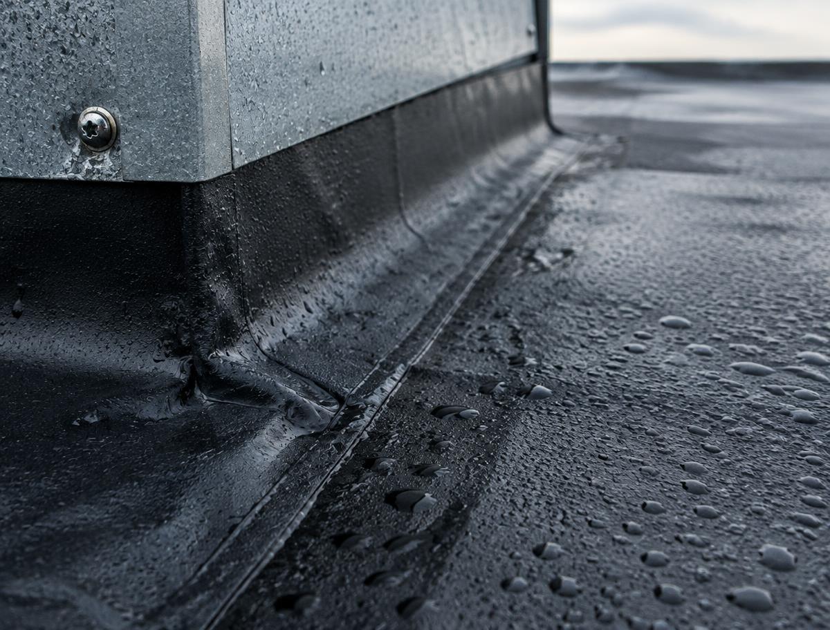 Illustration of membrane flashing detail on a low-slope roof